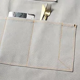 Gray canvas aprons for hair cut adjustable coffee apron with leather straps