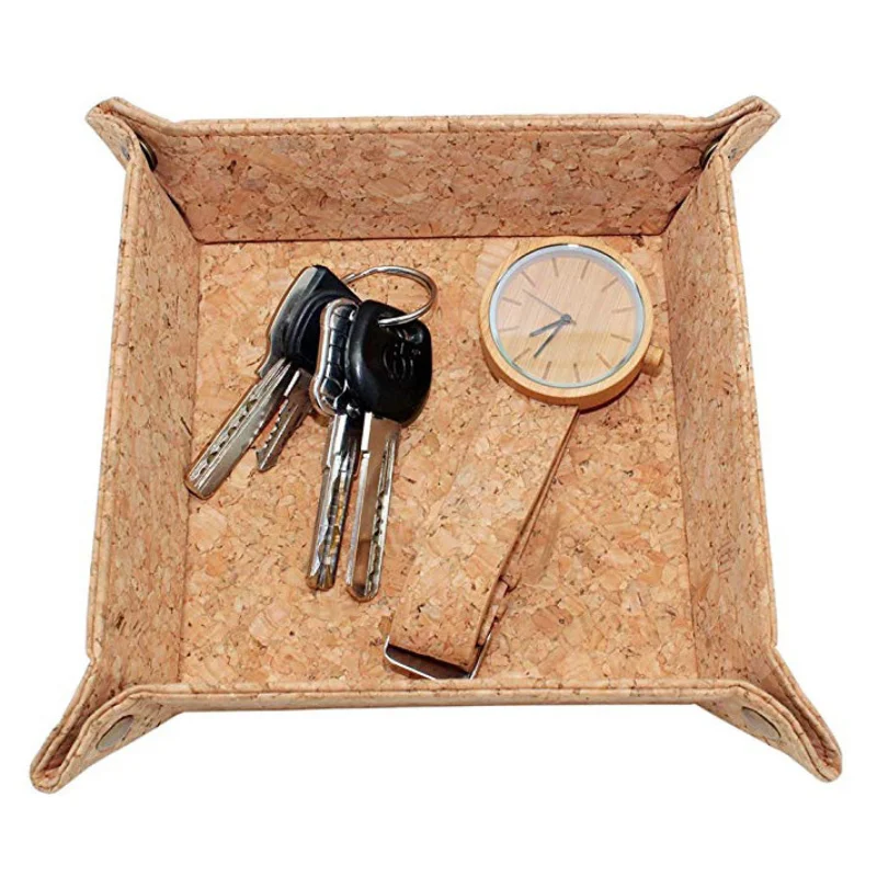 Home Decor PU Leather Desktop Coin Key Tray  Entryway Storage Trays Folding Tray for Table Storage