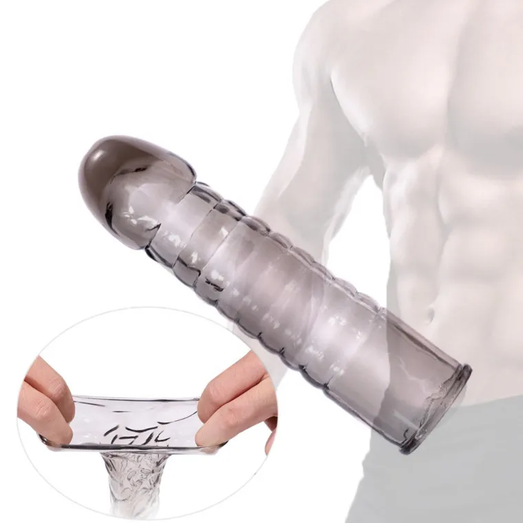 Reusable Condom Penis Extension Sleeves Prolong Sleeve Crystal Enlargement Condom Male Silicone Condom For Men