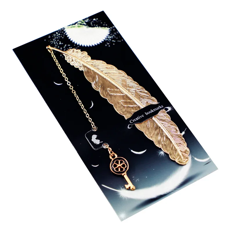 Creative Gift Retro Style Butterfly Colorful Beads Bookmark Gift Metal Feather Bookmark
