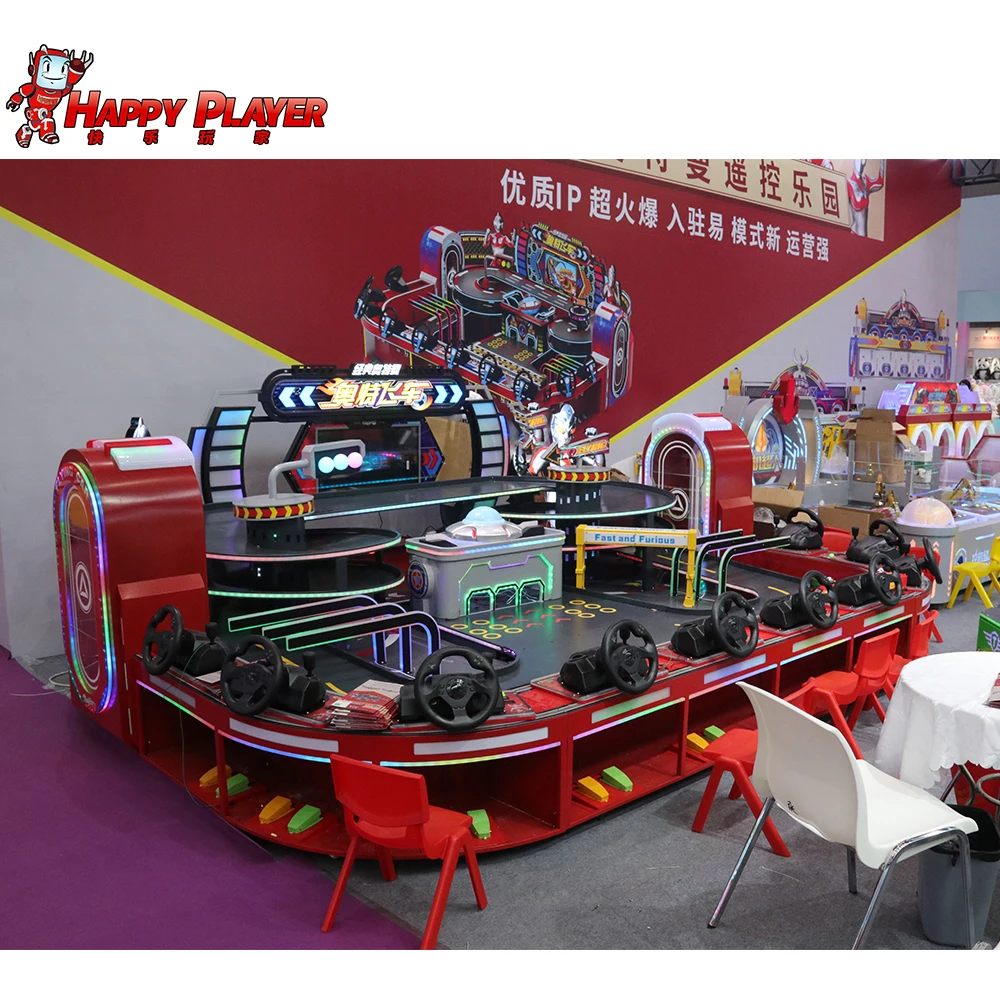 Competitive Indoor Toy Track for Children Coin Operated Games Edition Plastic Racing Car Slot Toys Diy Rail Way Car