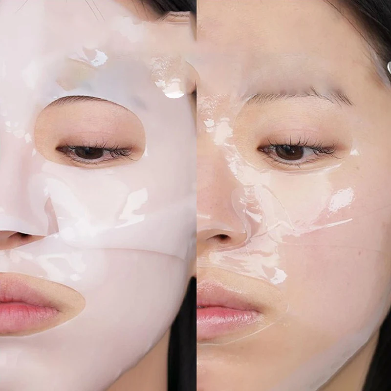 White Translucent Collagen Absorb Firming Deep Hydrating Pore Minimizing Overnight Facial Half Sheet Mask Real Deep Dance Mask