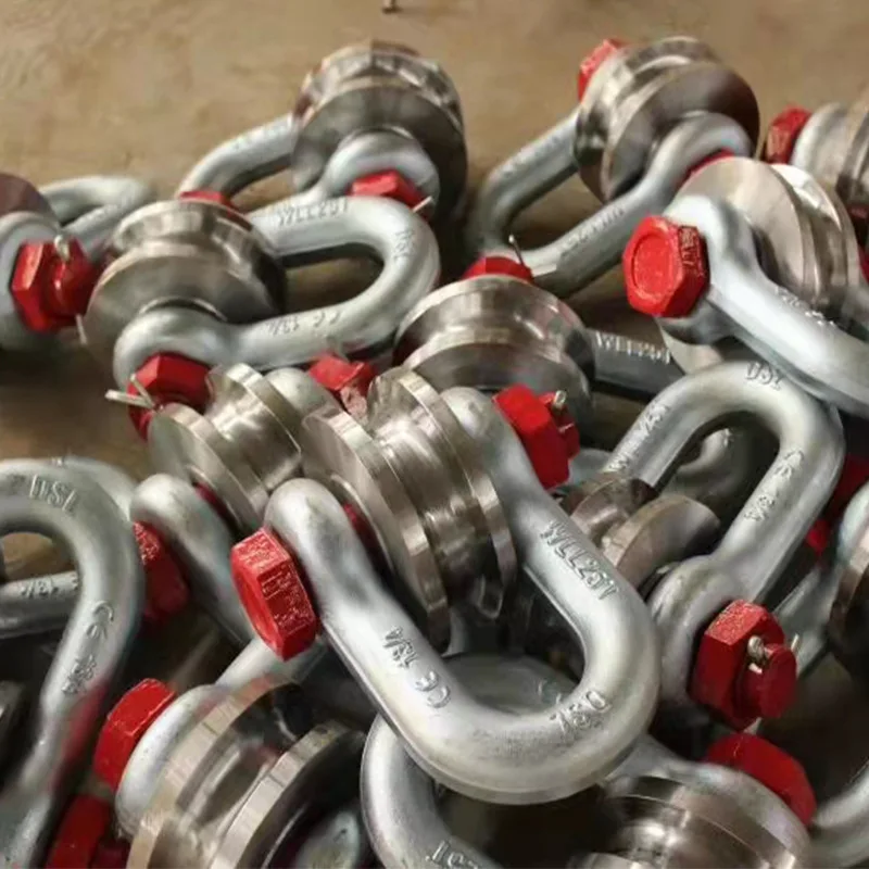 Heavy duty shackle pulley coal mine guide rope pulley steel wire rope roller U-shaped shackle for ship 12T