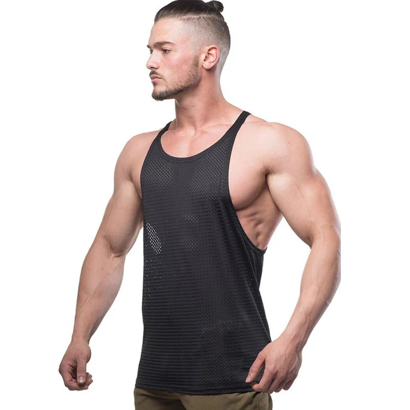 High Quality Quick Dry Mesh Men Sport Tank Tops Custom Summer Breathable Fitness Gym Vest Man