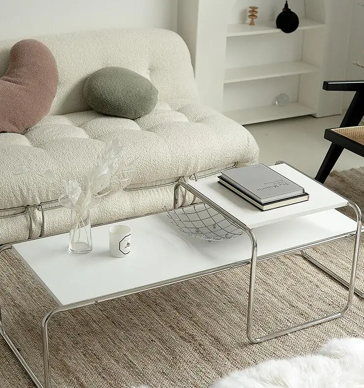 
Modern Living Room Design Luxury Coffee Tables Set Glass Furniture Stainless Steel Marble End Table Wood Top Nest Of Tables 