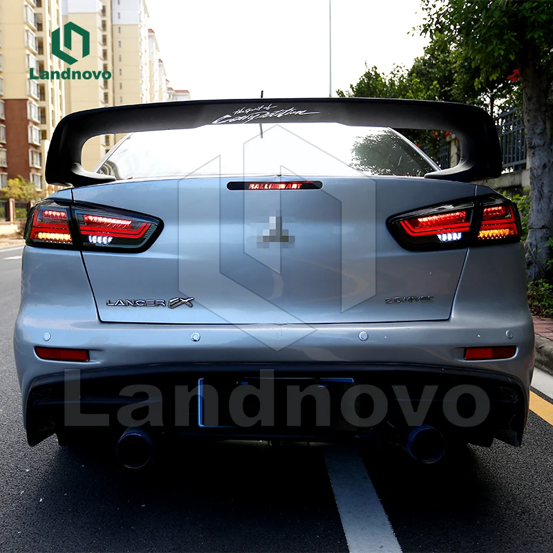 Landnovo hot selling body parts modified car reversing parking car rear light for 09 mitsubishi lancer tail light full led
