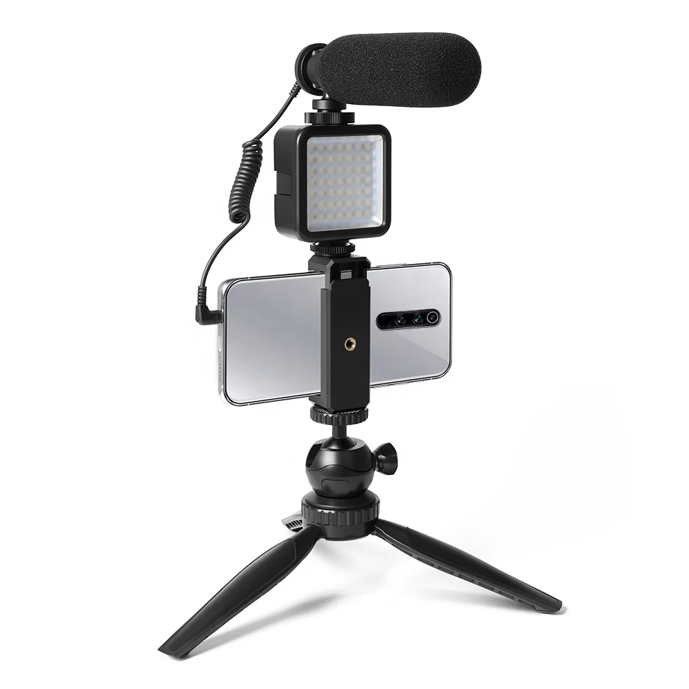 
Professional Vlog Microphone with LED Light for Broadcasting Communication Video Recording 