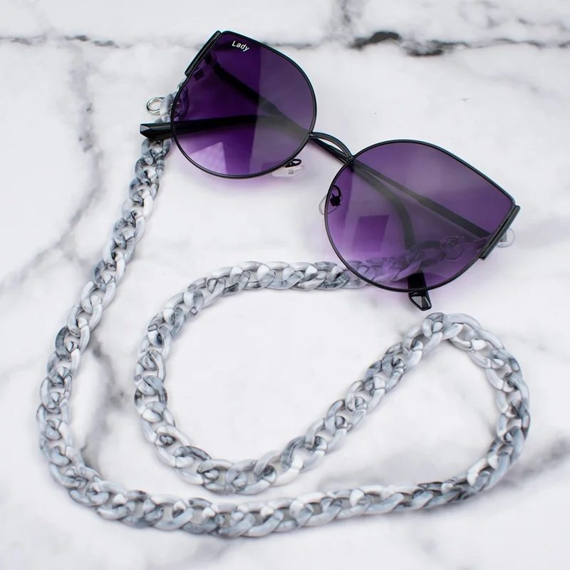 New Trendy Multiple Dual -color 1.1*70cm Acrylic Chain Sunglasses Eyeglass chains face Masking holder for sunglasses
