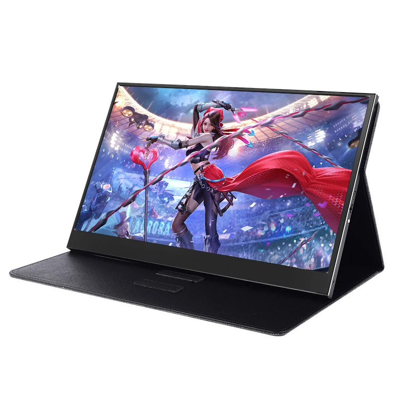 
15.6 inch Portable Monitor HDM HD IPS Display Computer LED Monitor with Leather Case for PS4 Pro/Xbox/Phone 