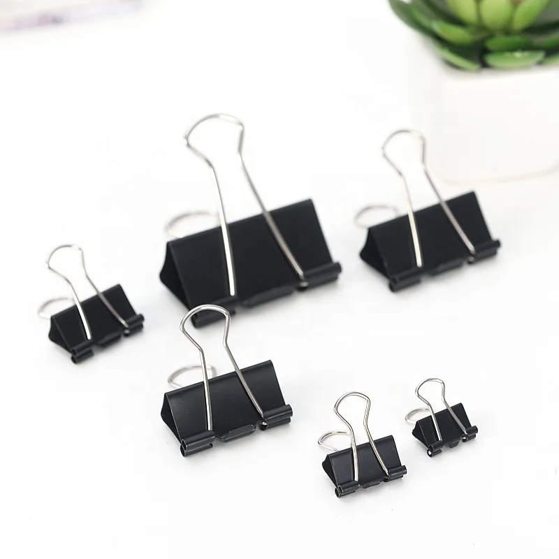 Office supplies black metal folder School Stationery Paper Document Grip Clamps Binder Clips Multiple specifications