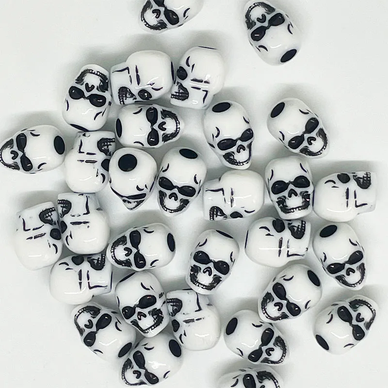 450pcs/Bag large hole barrel bead Skull Halloween Acrylic Beads 15mm Diy Hair Bead Bracelet Jewelry Accessories