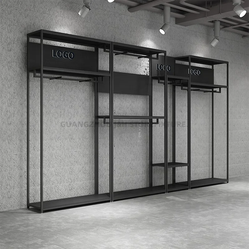 Custom Logo Retail Gold Clothing Rack For Boutique Stainless Steel Garment Display Stand Women Clothes Display Racks