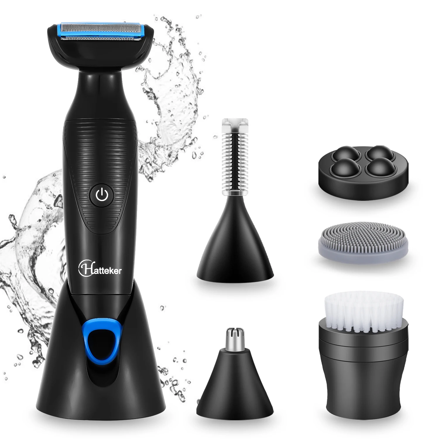 Hatteker 6 In 1 Mens Grooming Kit USB Rechargeable Body Hair Trimmer