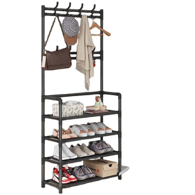Wholesale High Quality Adjustable Steel Living Room Coat Rack Multifunctional Black Metal Shoe Display Racks Wire Material