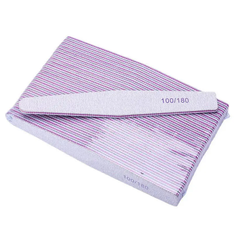 OEM Logo Professional Custom Printing Double Side Disposable Zebra Nail File 100/180 Grit Sandpaper Nail File