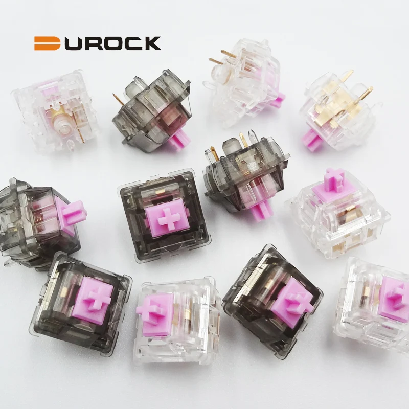 
Durock Keyboard Switch with Pom Pink Stem Pre-Lubed Linear Keyboard Switch For Mechanical Keyboard 