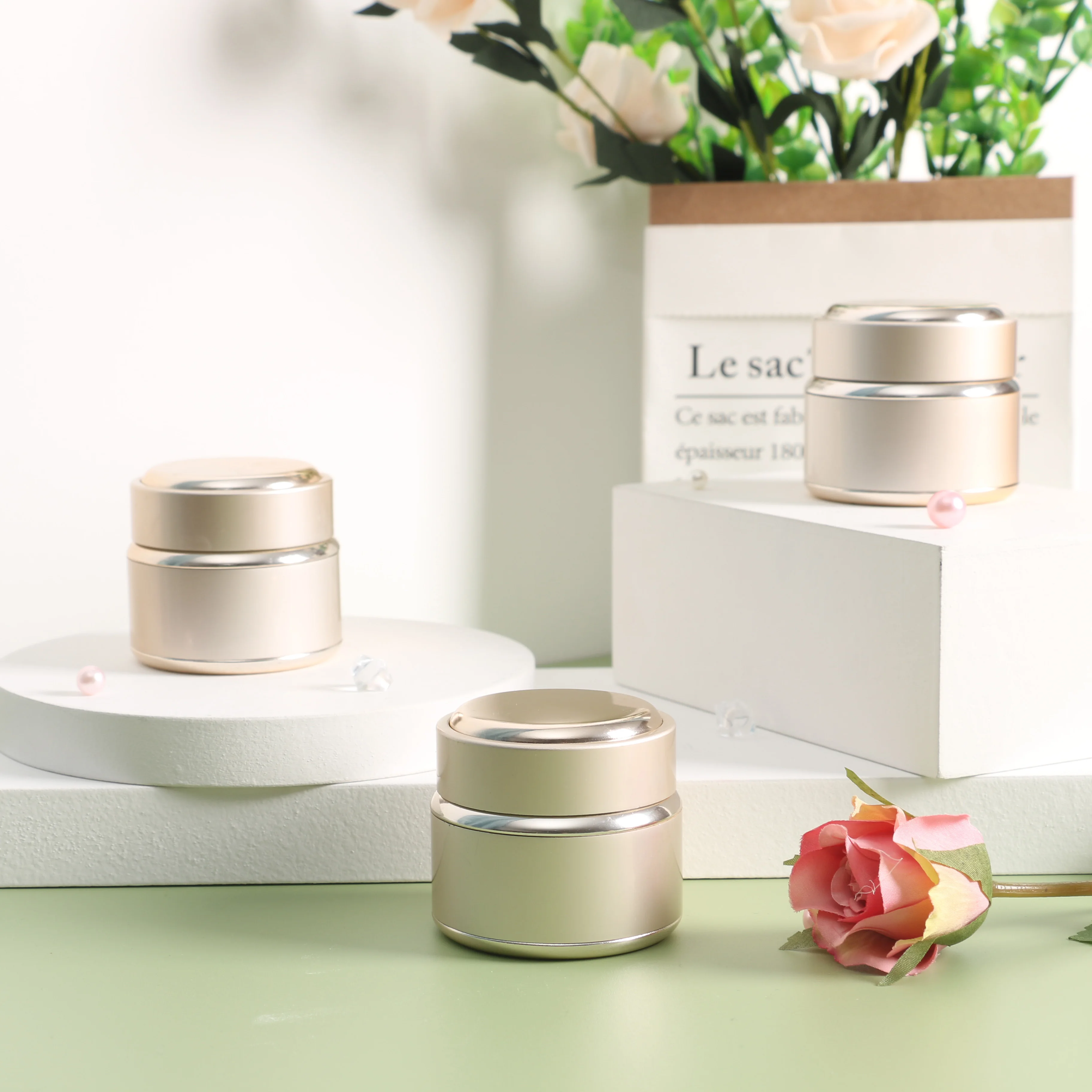 50g Custom Design Empty Cosmetic Aluminum Glass Hair Cream Containers Jar Supplier