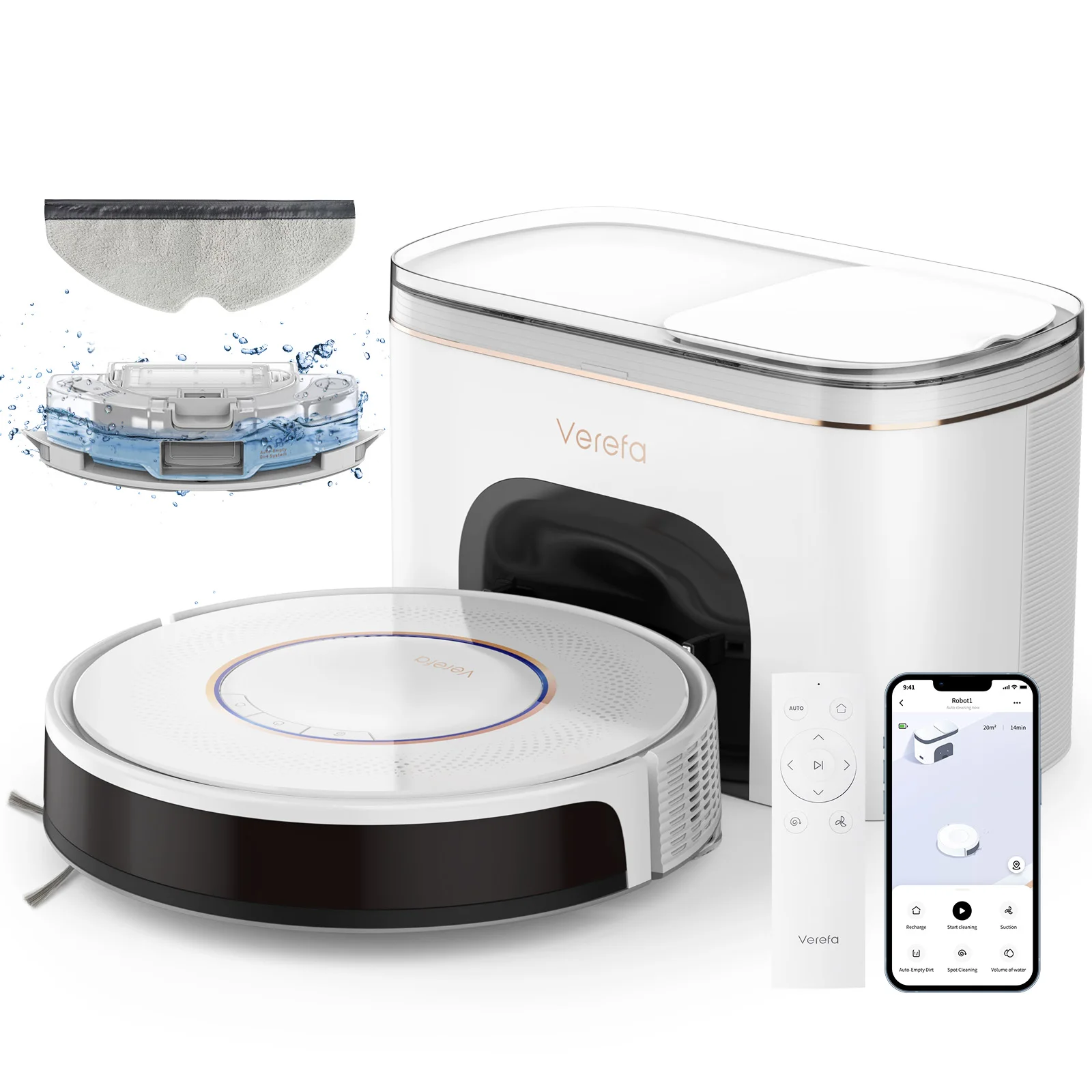 New Arrival LDS Laser Navigation Automatic Sweeping Robots Floor Vacuum Cleaner Sweeping Robot Mopping Self Emptying Wi-Fi Alexa