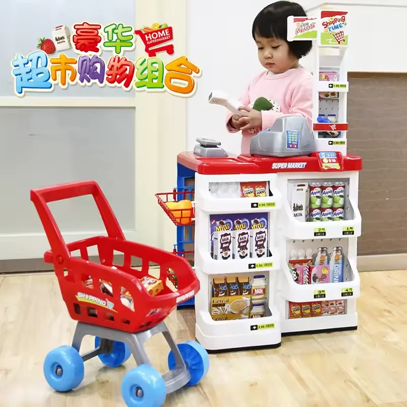 Wholesale Luxury Home Supermarket Play Scanner Shopping Cart Big Kitchen Set Toy,Kids Kitchen Set Toy Pretend Play,Kitchen Toy