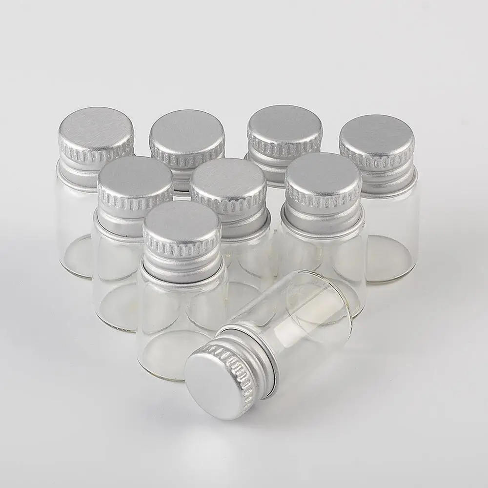 2ml Mini Glass Bottles Crafts Cute Bottles Aluminum Cover Empty Wishing Gift Bottles Jars Decorate