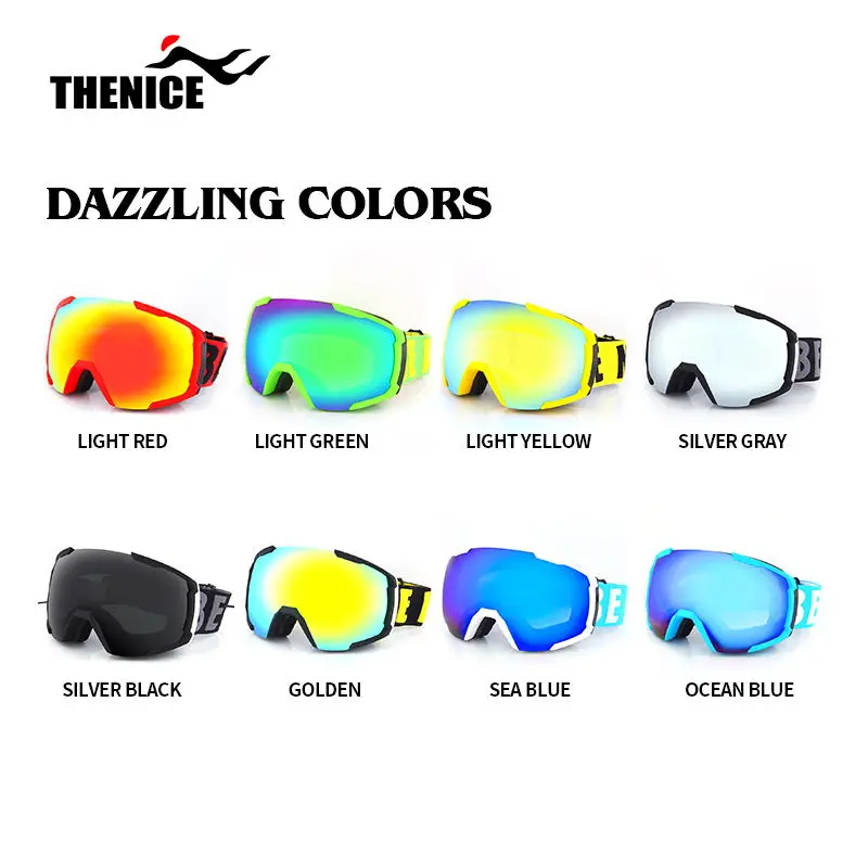 
THENICE Wholesale Ski Products UV Snow Goggles Anti-Fog Winter Ski Equip Ski Mask Glasses 