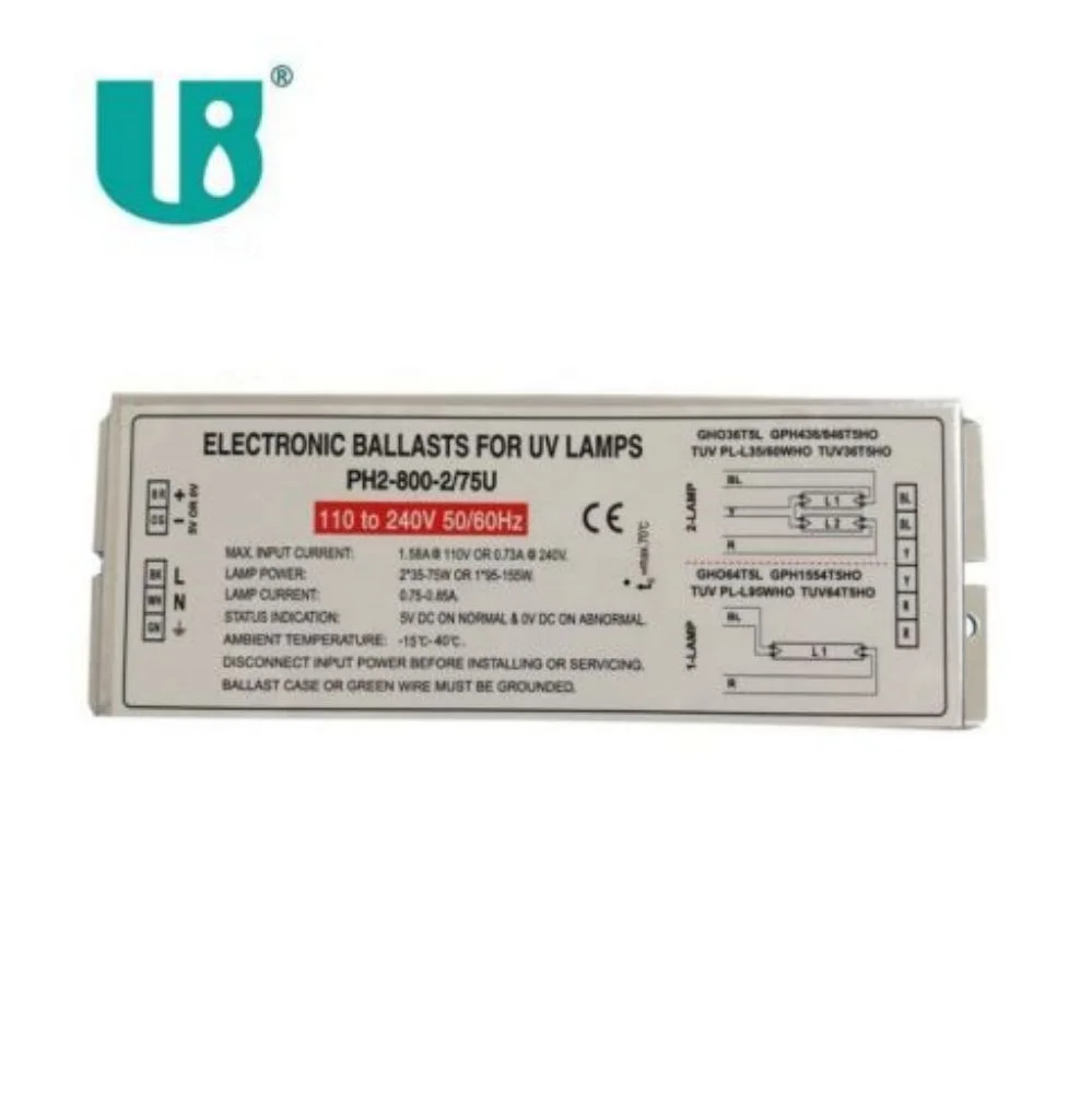 PH2-800-2/75U 2*75w 95w 150w uv lamp ballast uvc germicidal lamps compatible