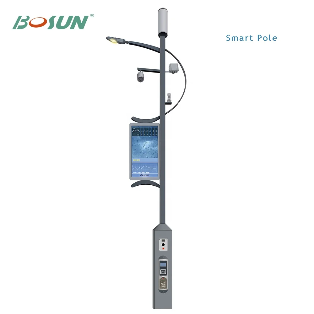 Cloud platform intelligent for smart street light pole with WiFi/ CCTV/ Charging pile/ Alarm / Environmental monitoring