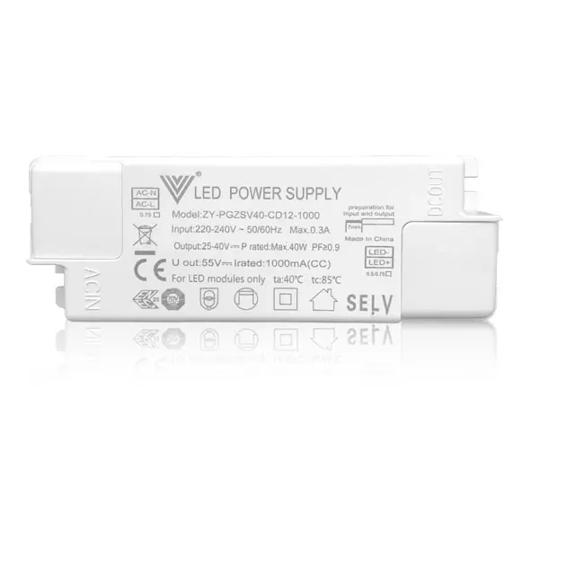 Custom OEM Led Light Driver 25-42W DC25-40V Five Years Warranty High PFC  Led Light Power Supply Factory