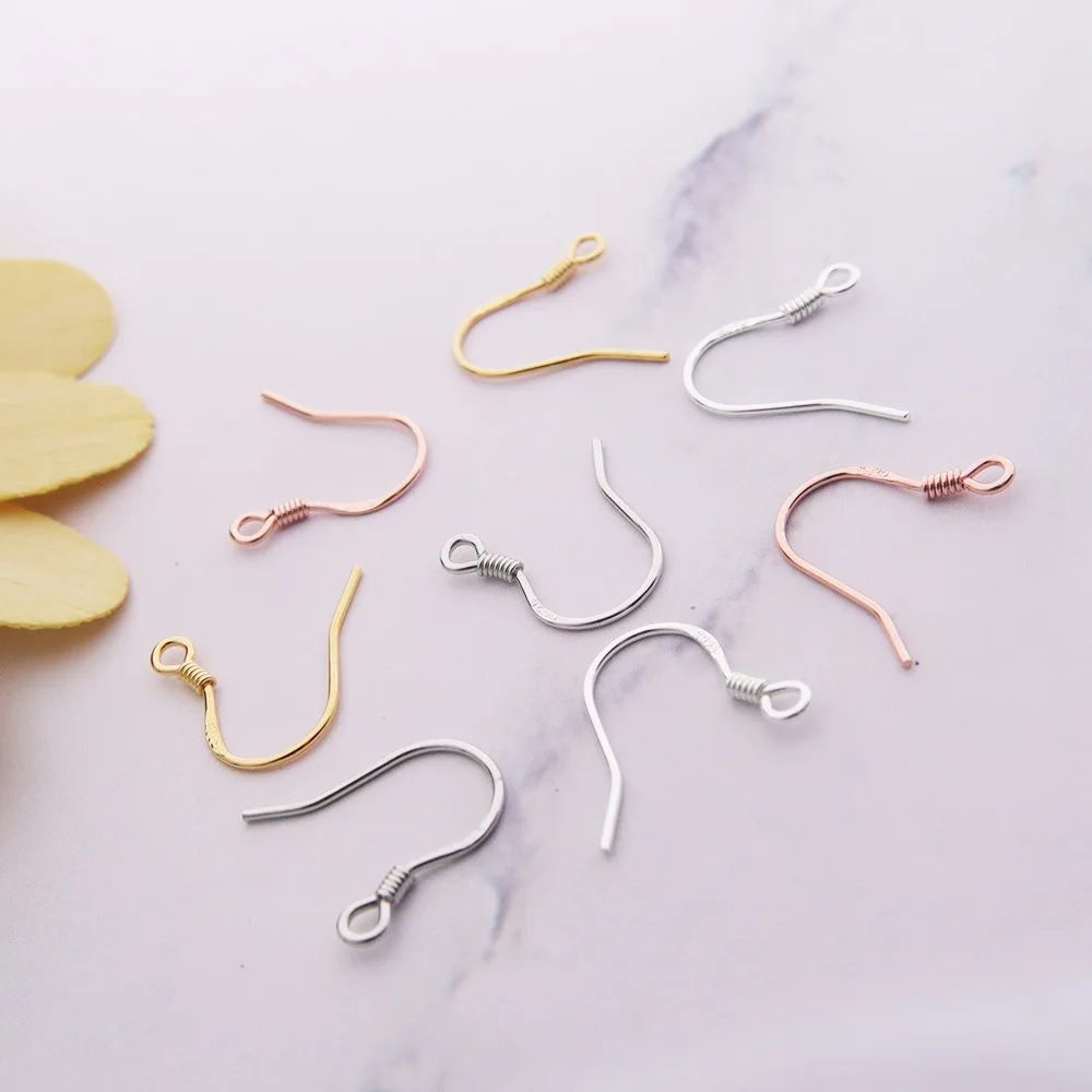 Diy women jewelry making earring accessories 925 Solid Real S925 Sterling Silver DIY Earrings Ear Hooks for DIY