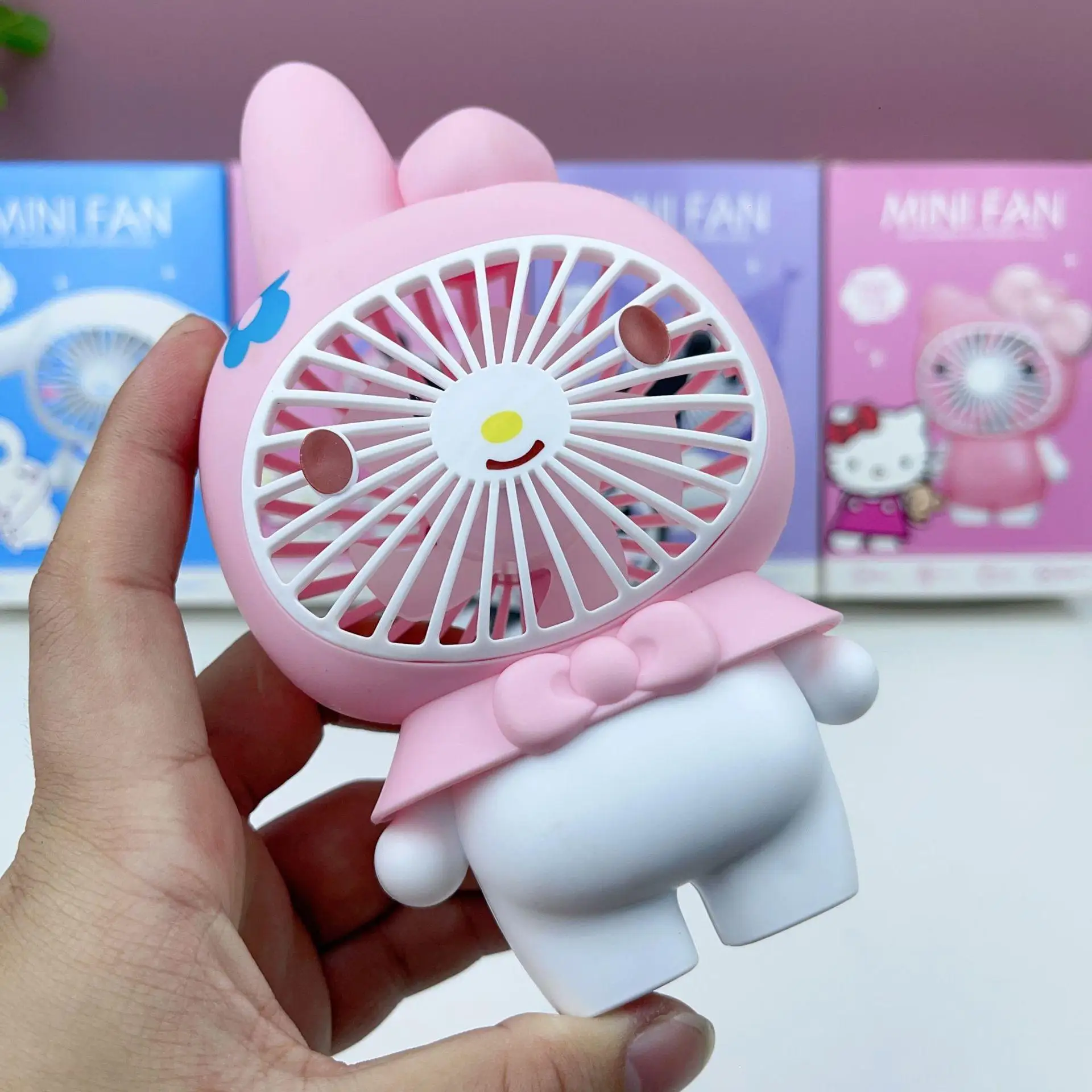 Summer Products Kawaii Anime 3d Doll Fan Desktop Cartoon Kuromi cinnamon Portable USB charging Office summer gift mini cold Fan