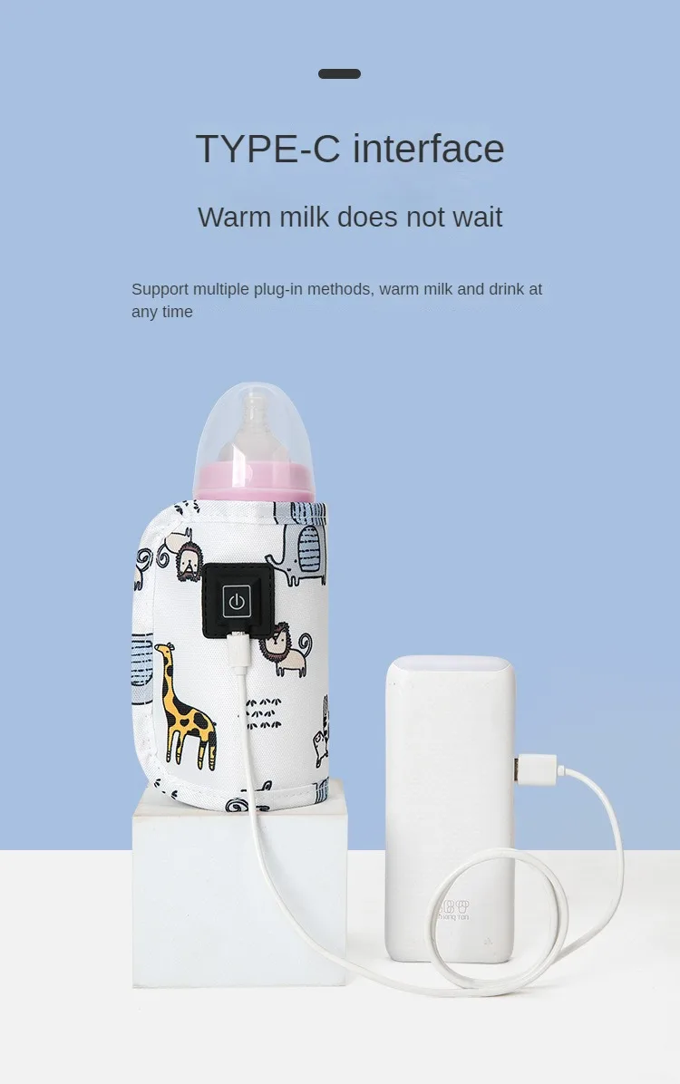 Bottle Insulation Cover USB Heating Constant Temperature Milk Warmer Outdoor Portable Feeding Bottle Protection Cover
