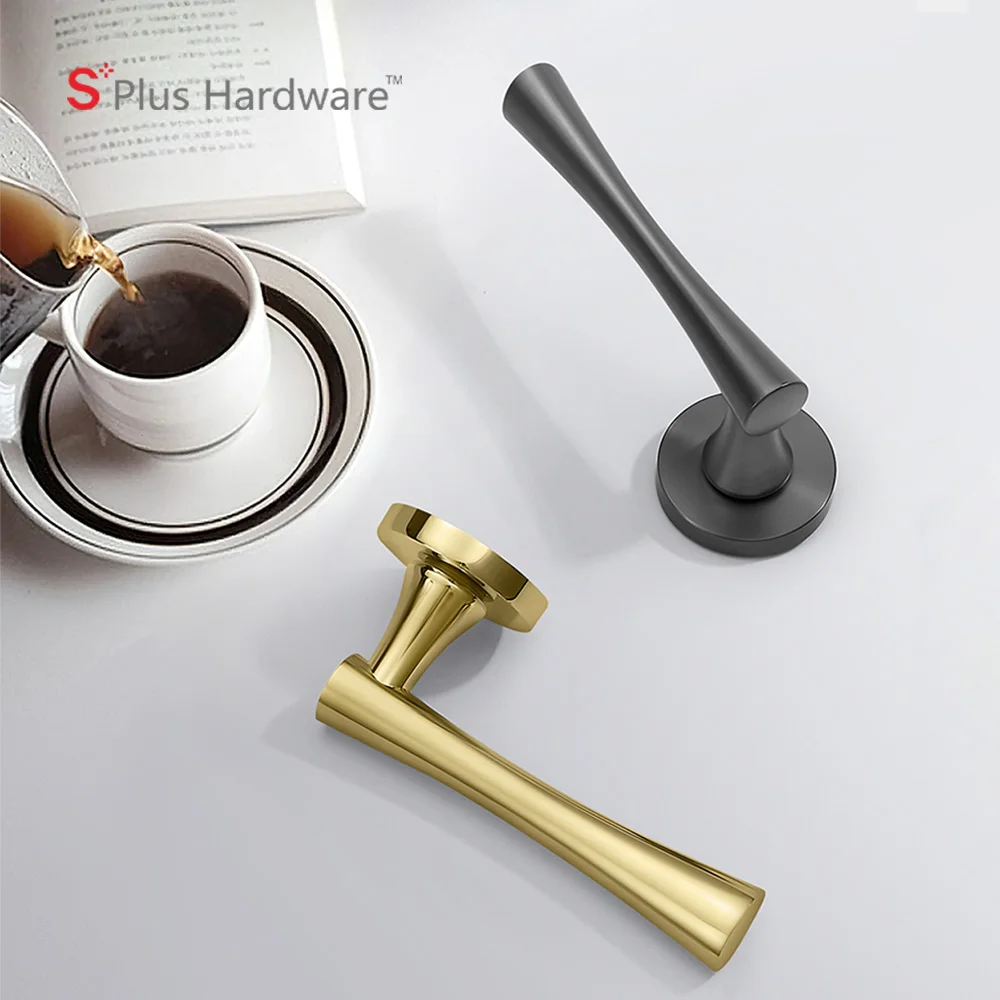 Modern Furniture Hardware Internal Door lock Sets  Privacy Bedroom Door Handle Gold Zinc Alloy 15 Sets Bedroom Lock