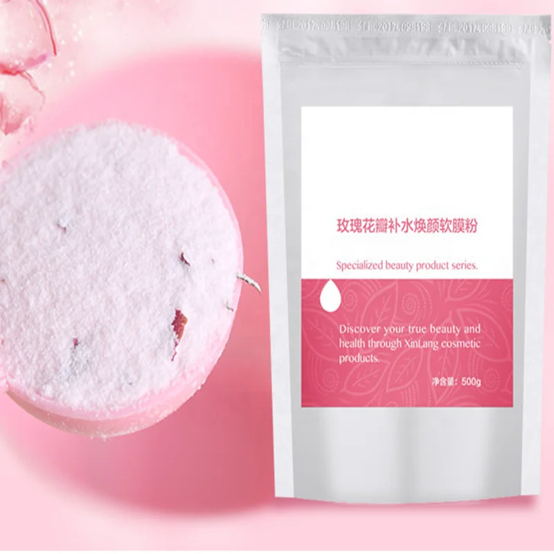 private label Natural Rose Petal Pink Face Jelly Whitening Peel Off Facial Soft Powder Mask