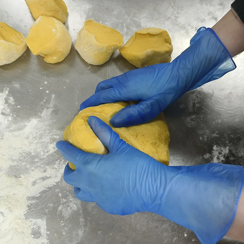 Food Processing Cleaning Safety Black Blue Vinyl Gloves