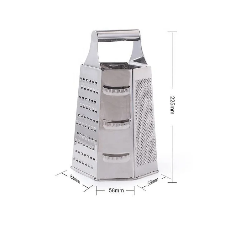 High grade 6 sides stainless steel box grater cheese grater for kitchen