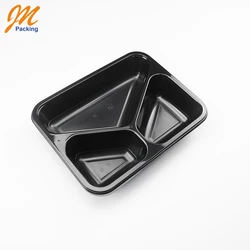 Custom black 3 compartment cpet airline tray in dongguan