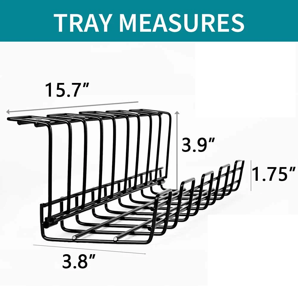Storage Baskets Black Rack Holder Mesh Home Office Table Organizer Metal Wire Tray Under Desk Cable Management Storage Baskets