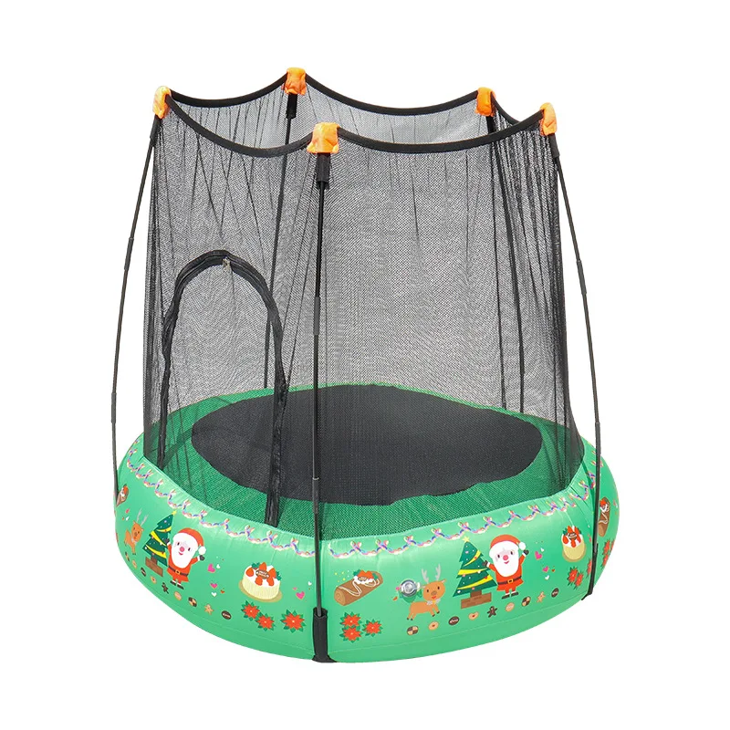 Child indoor outdoor foldable Christmas with net PVC inflatable trampoline for hot sale