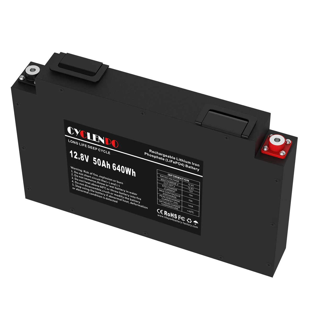 Deep cycle ultra slimline 12v 50ah lifepo4 battery for vehicle/off-road
