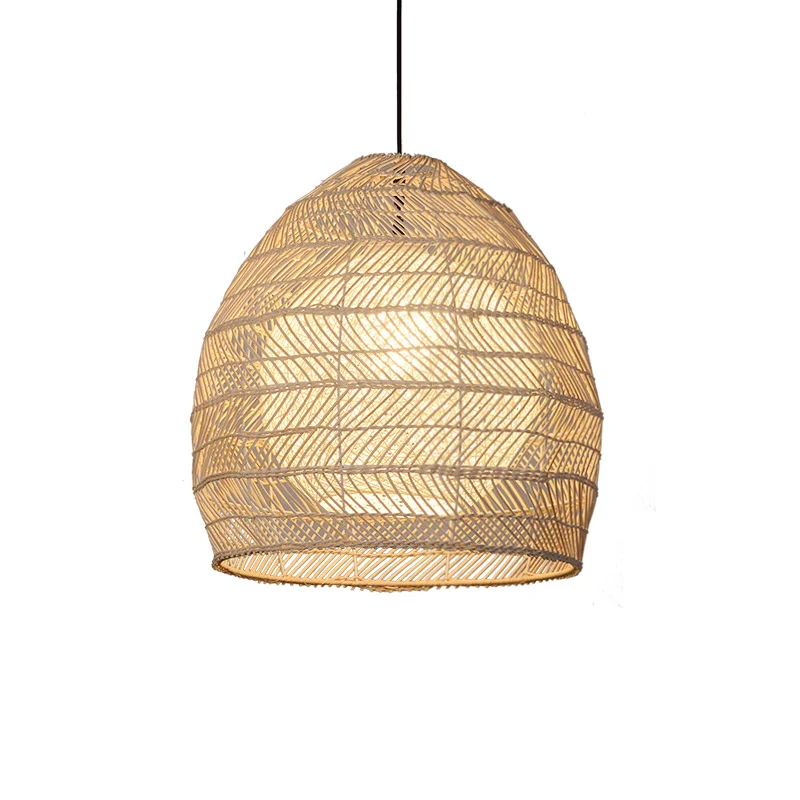 Simig lighting Creative handmade lampara ratan nordic wicker rattan pendant lamp light for dining room