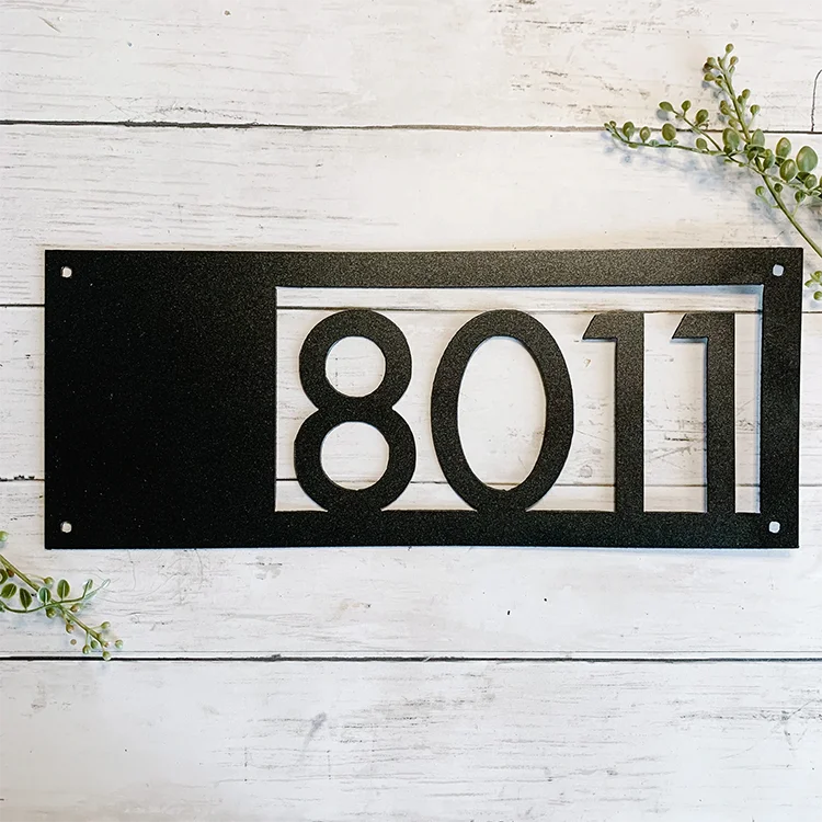Custom Cutting Round Metal Address Plaque Circle Black Stainless Steel House Numbers Address