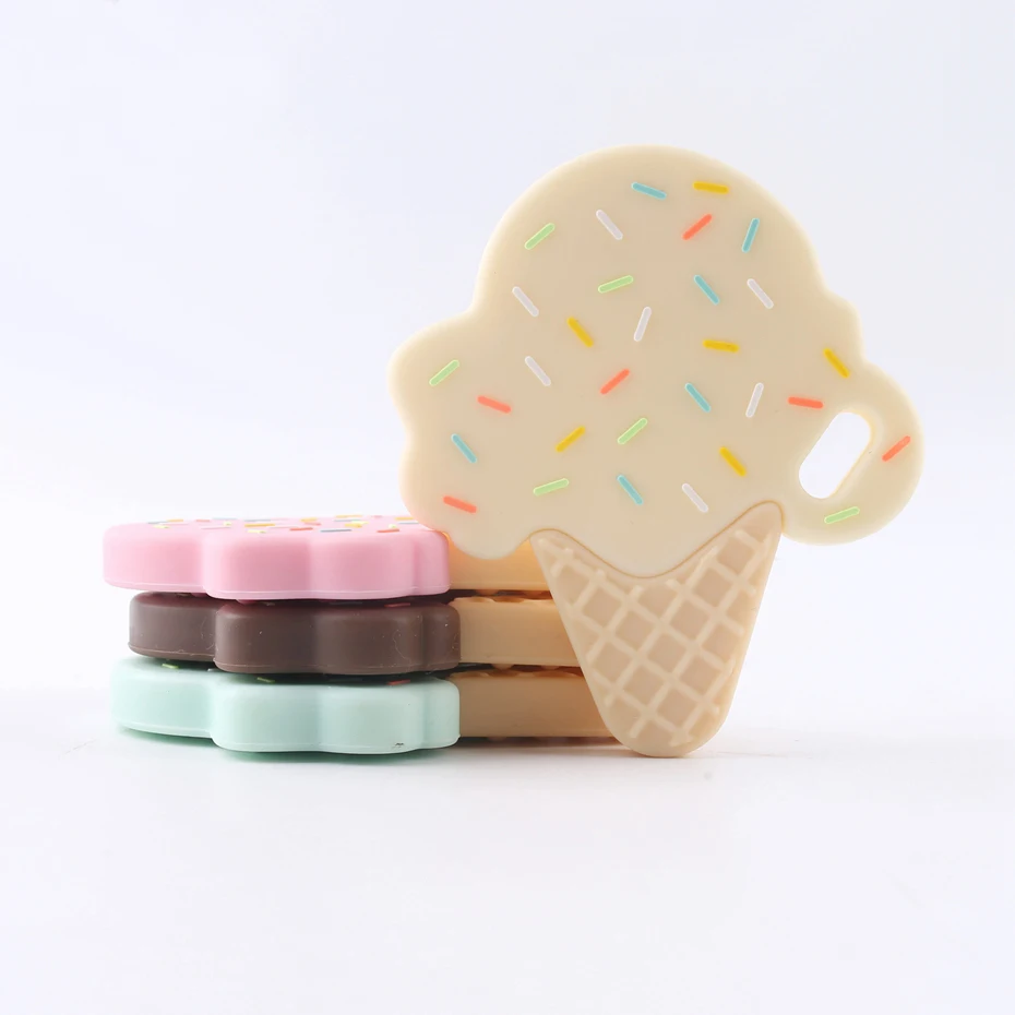 Силиконовый Прорезыватель для зубов, мягкая игрушка для мороженого, не содержит BPA, нетоксичный, 100% натуральный каучук