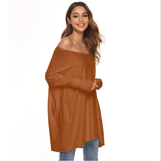 
trendy batwing sleeves women knit oversized pure color Spring Irregular Girl Knitting Cape Loose sweater 