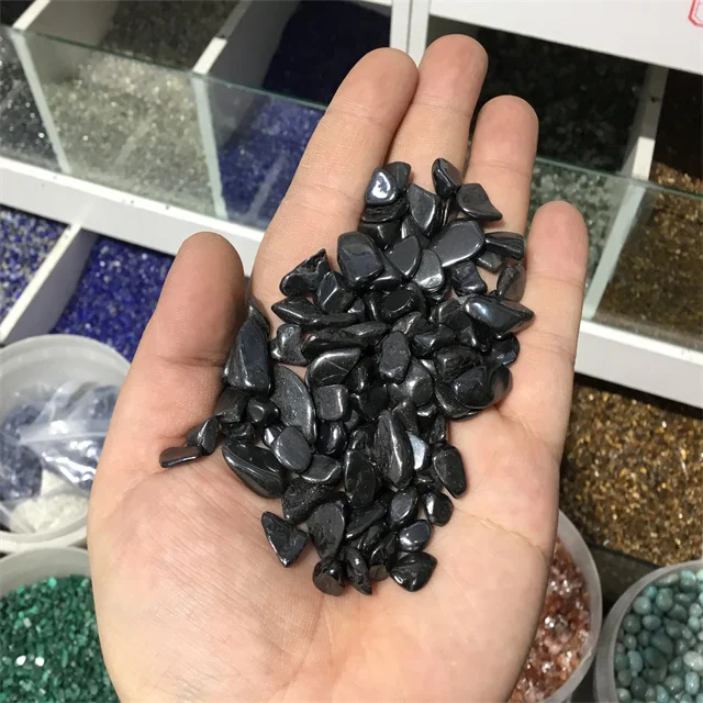 Wholesale Natur Heal Quartz Gems and Crystals Chips 7-9mm Black Hematite Crystal Stone Gravel for Sale