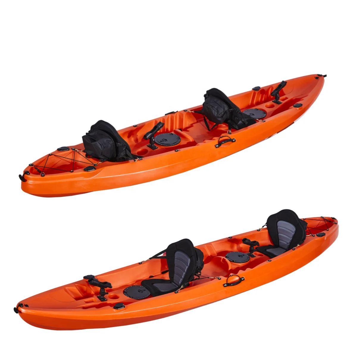 New Designed 3 Person Fishing Kayak Sit on Top Rowing Canoe Plastic Boat for Family Entertainment in Stock