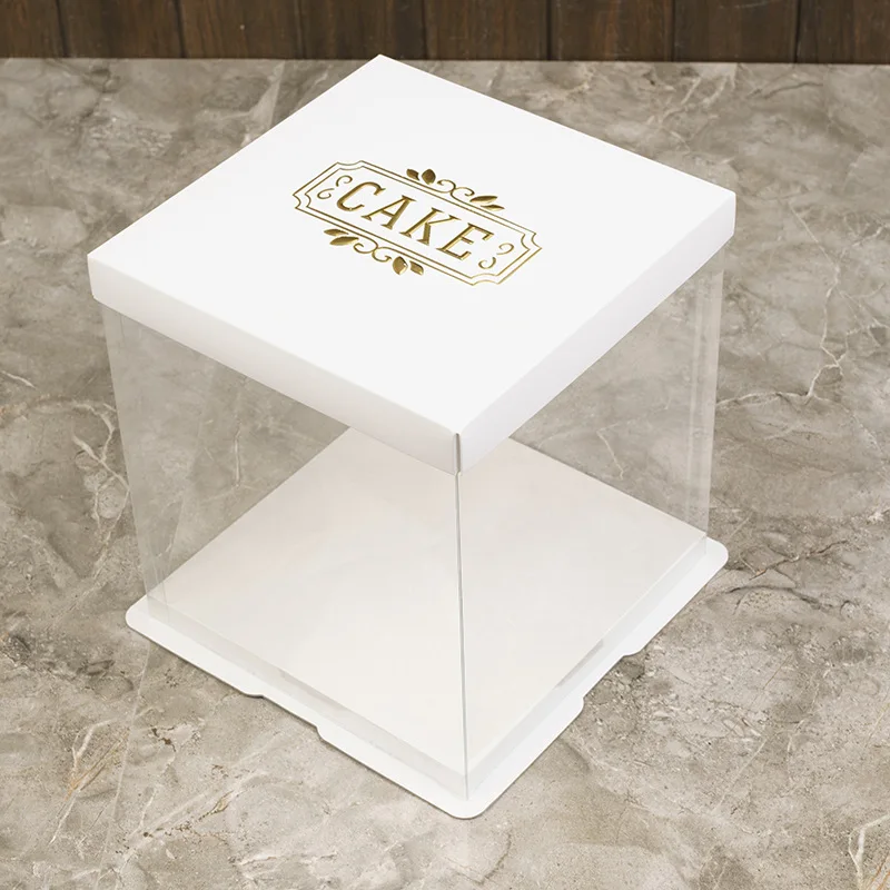 Cube Transparent Wedding Party Decoration Food Clear Pvc Box Baking Heightened Birthday Cake Packaging Plastic Boxes