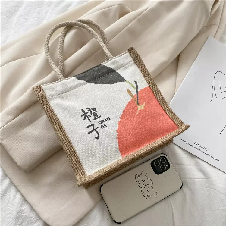 Wholesale Plain Hessian Shopper Bag Custom Printed Large Natural Eco Friendly Burlap Jute Shopping Tote Beach Bag With Logos