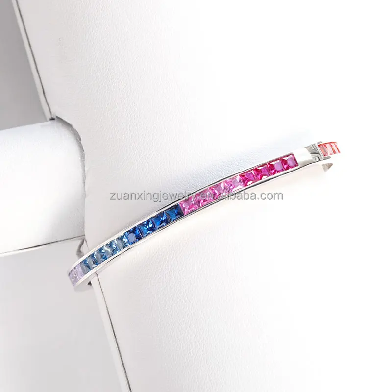 Rainbow Beautiful Womans Unique Sterling Silver 925 Tennis Bracelet Jewellery For Gift
