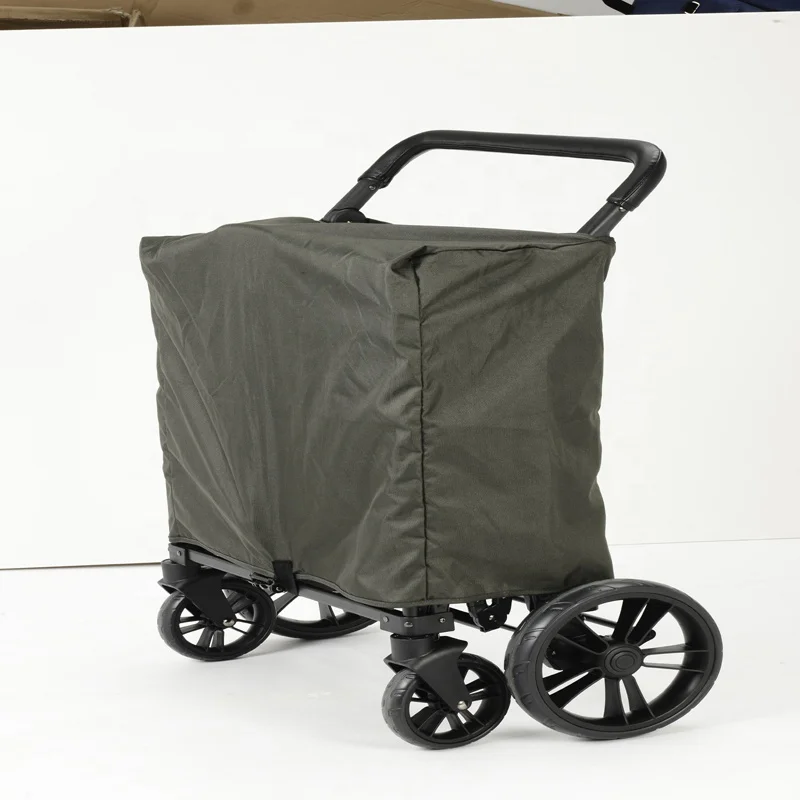 wholesale folding 4 wheels wagon trolley for toddlers/outdoor beach kids foldable wagon with cover/baby utility wagon with brake