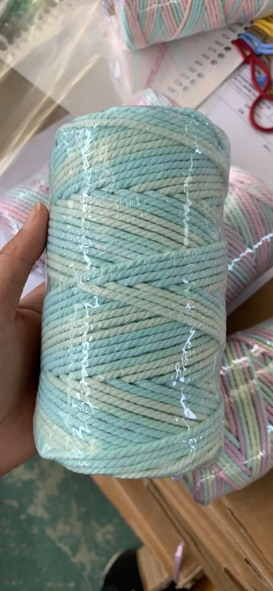 Gradient Cotton Rope Multi Color Twisted Rope 3mm Macrame Cord Rainbow Color Dyed Cotton Rope